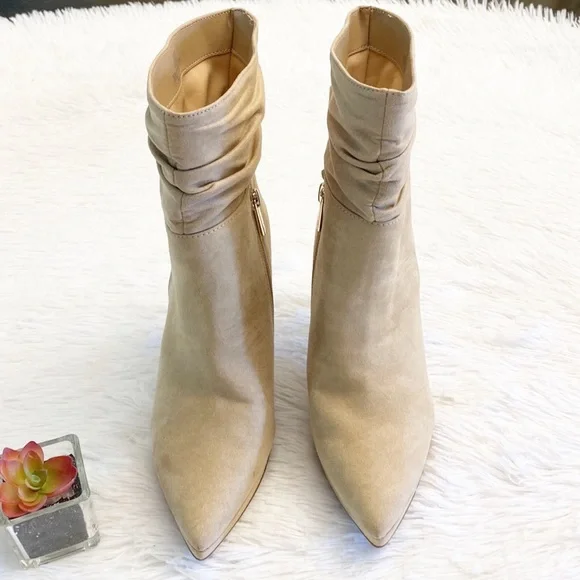 Jessica Simpson | Beige Suede Stiletto Ankle Slouchy Boot women’s 7.5 - Picture 2 of 6
